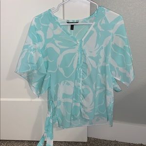 Floral Work Blouse with waist tie